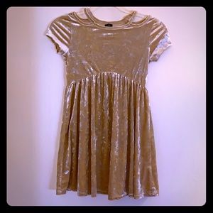 Gold Velvet Cold Shoulder Dress 7-8